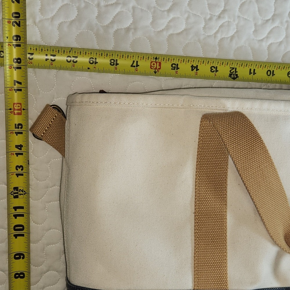 L L Bean Nor'easter Tote Navy/Creme Weather Resistant Boat Bag/Strap CLEAN BIG - Picture 5 of 14